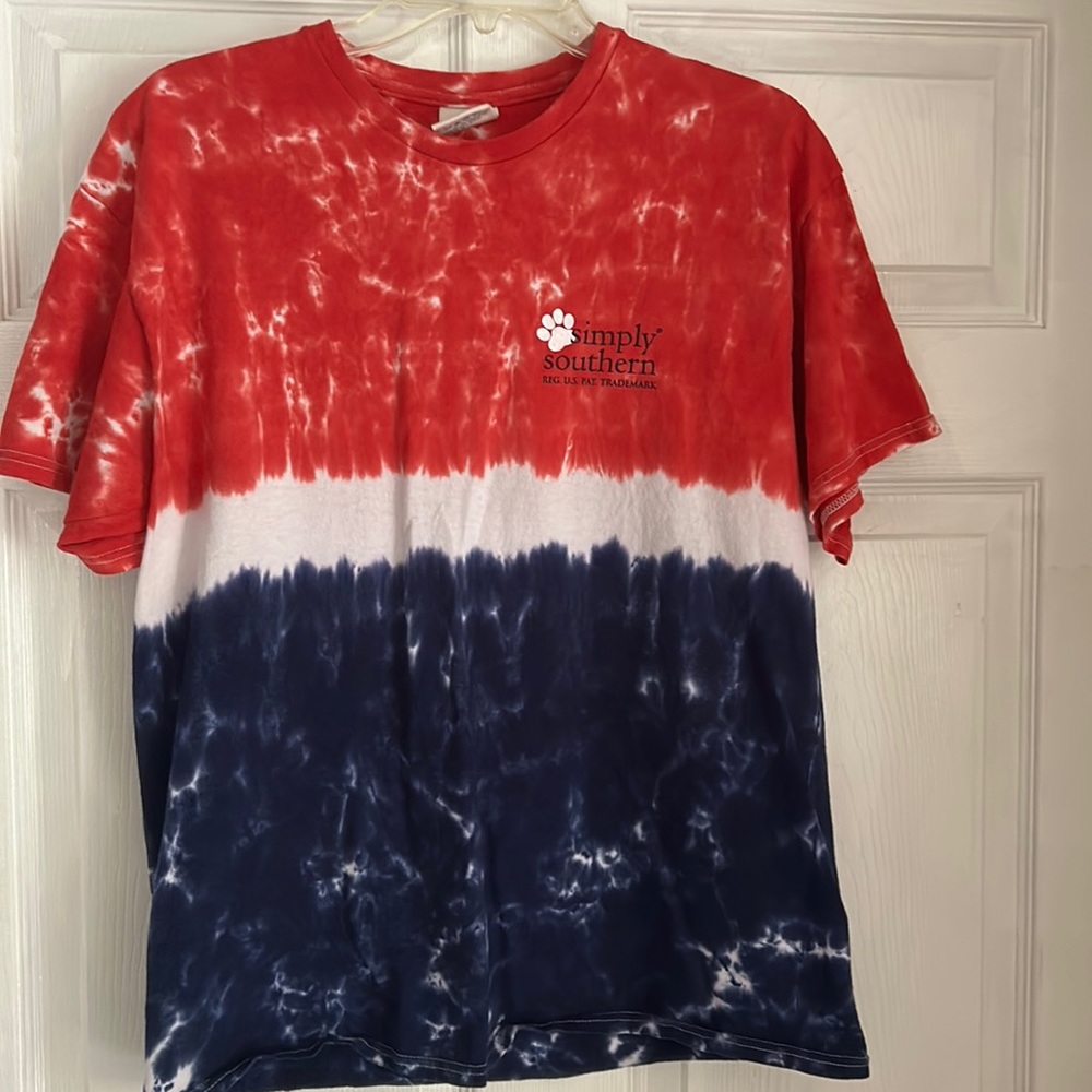 Simply southern tie die design, design on back